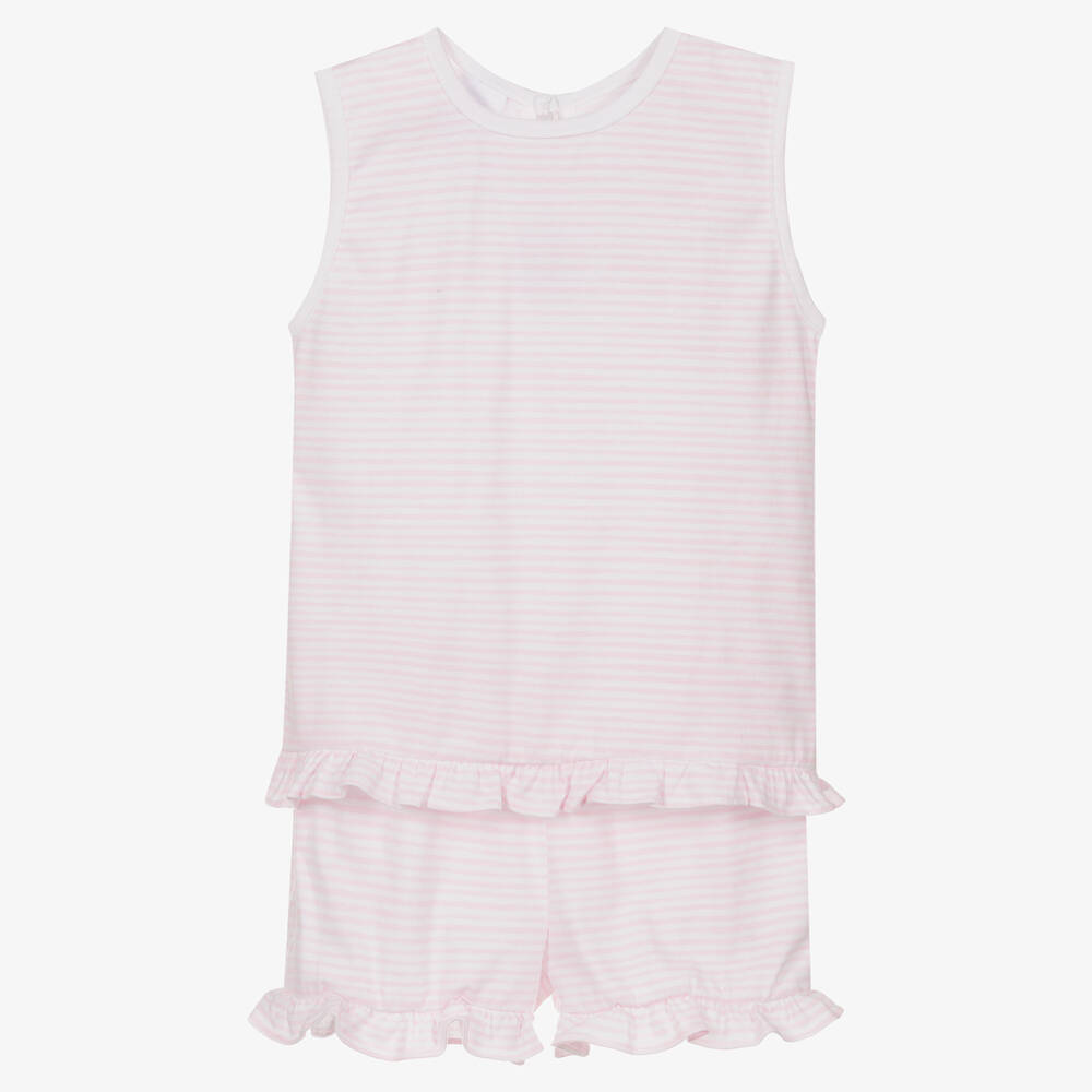 Babidu - Girls Pink Cotton Shorts Set | Childrensalon