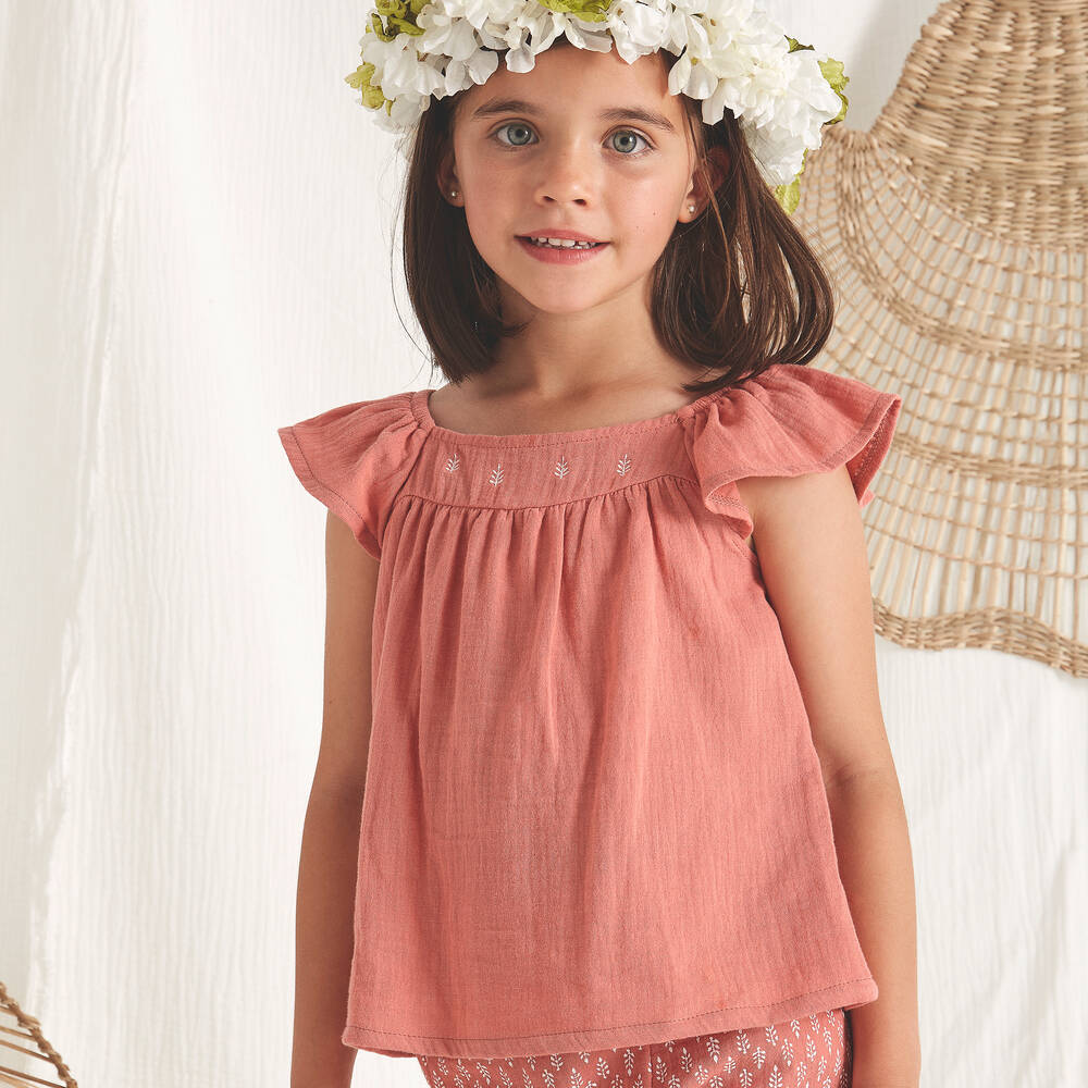 Babidu-Розовый топ и шорты из хлопка | Childrensalon Outlet