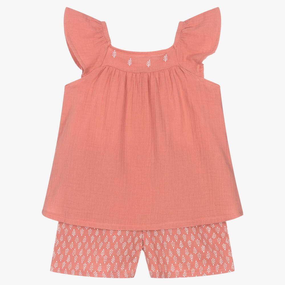 Babidu - Rosa Baumwoll-Top & Shorts Set (M) | Childrensalon