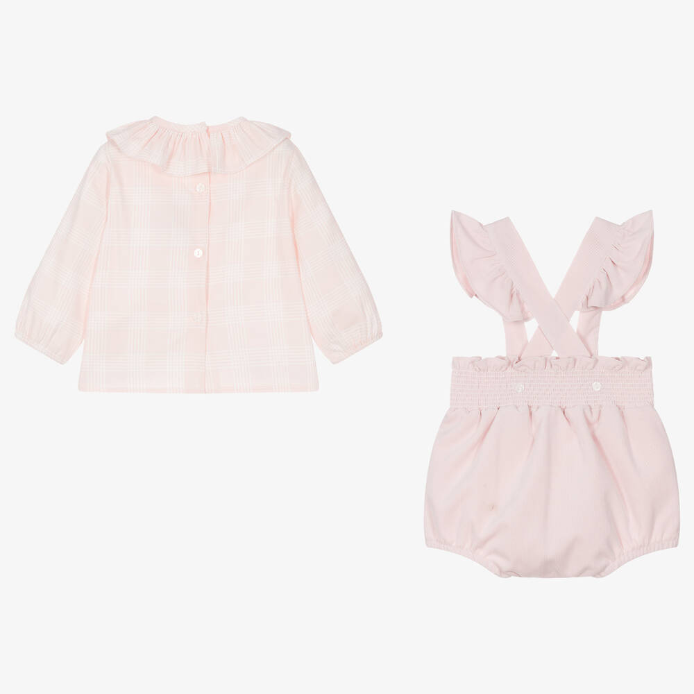 Babidu-طقم شورت قطن بوبلين لون زهري أطفال بناتي | Childrensalon Outlet