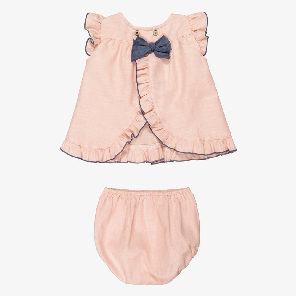 Babidu-Girls Pink Cotton Smocked Dress | Childrensalon Outlet