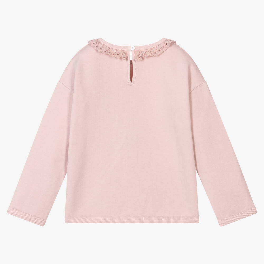 Babidu-Girls Pink Cotton Sweatshirt | Childrensalon Outlet