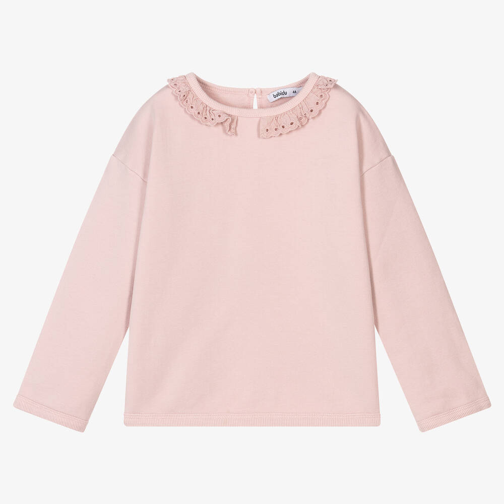 Babidu - Girls Pink Cotton Sweatshirt | Childrensalon
