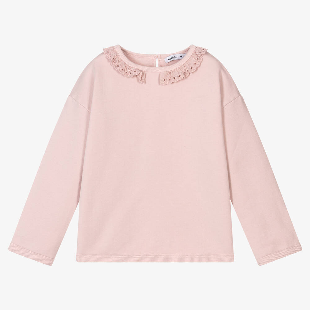 Babidu-Girls Pink Cotton Sweatshirt | Childrensalon Outlet