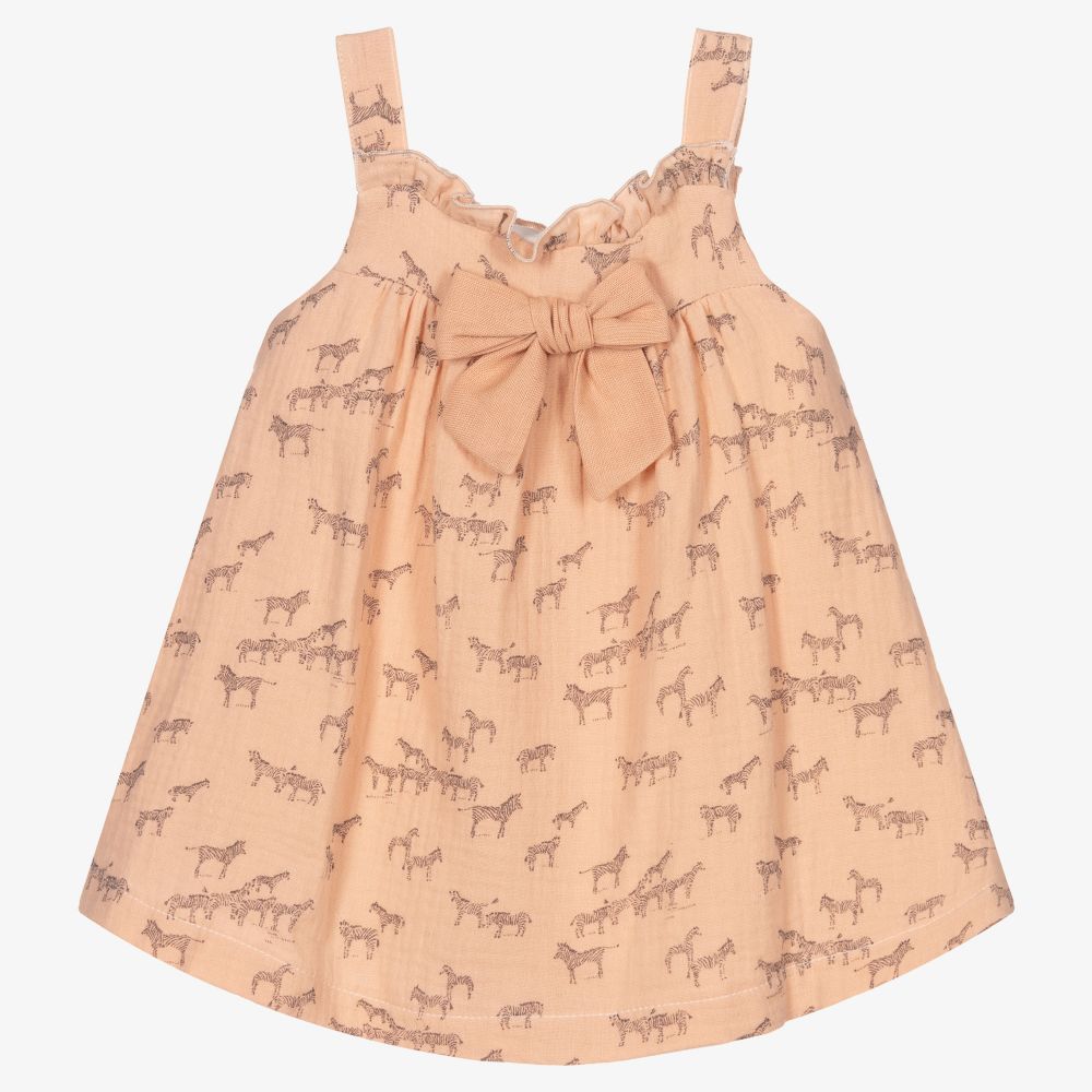 Babidu-Girls Pink Cotton Zebra Dress  | Childrensalon Outlet