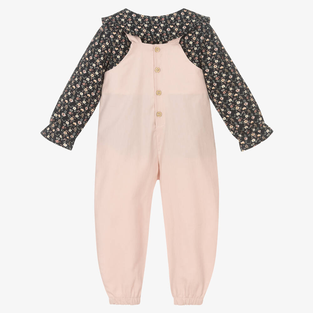 Babidu-Girls Pink Dungaree Set | Childrensalon Outlet