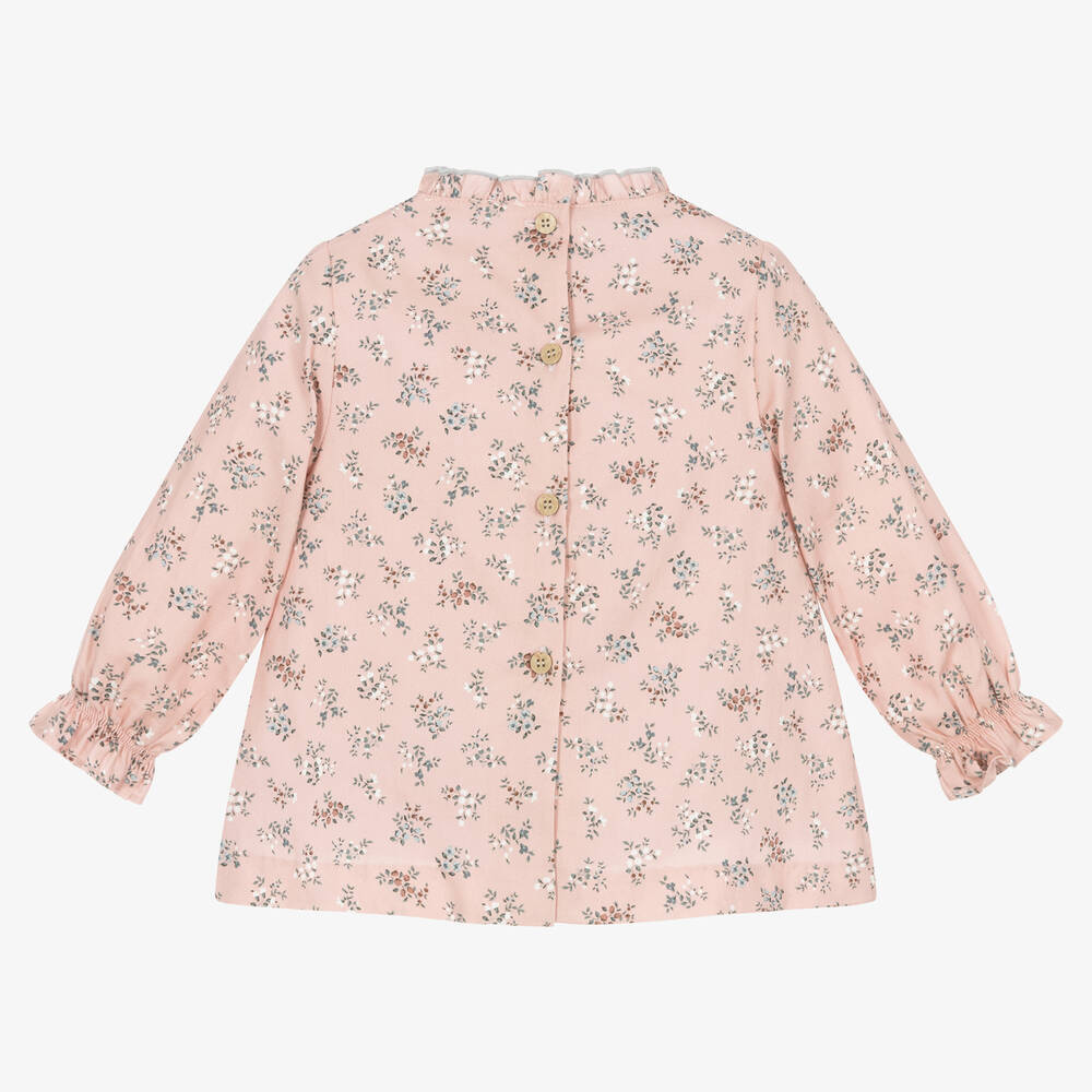 Babidu-Girls Pink Floral Cotton Dress | Childrensalon Outlet