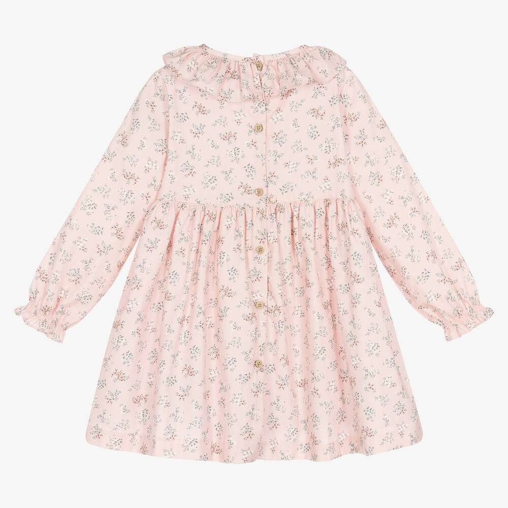 Babidu-Girls Pink Floral Cotton Dress | Childrensalon Outlet