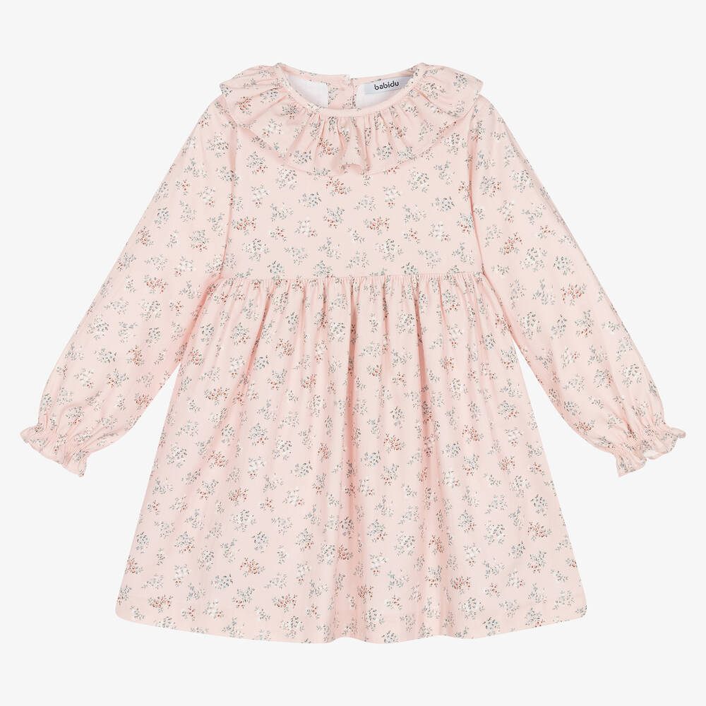 Babidu - Robe rose en coton à fleurs fille | Childrensalon