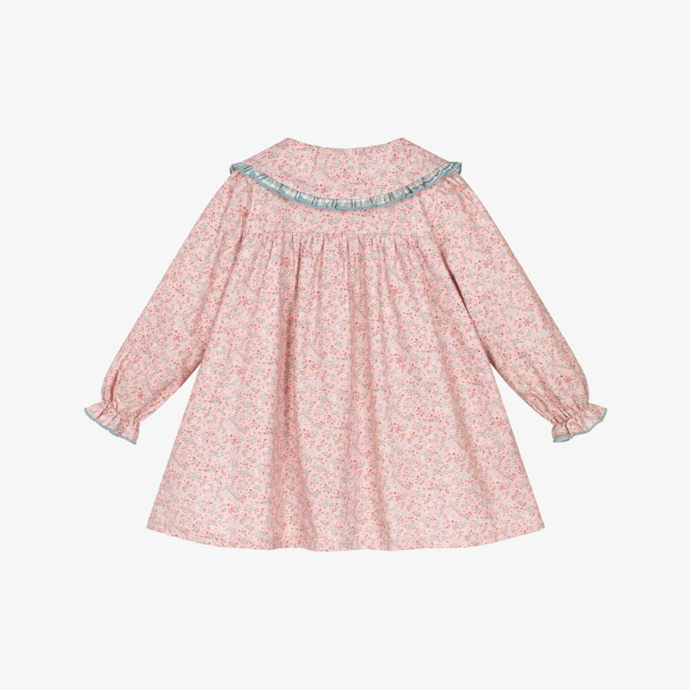 Babidu-Girls Pink Floral Cotton Dress with Smocking | Childrensalon Outlet