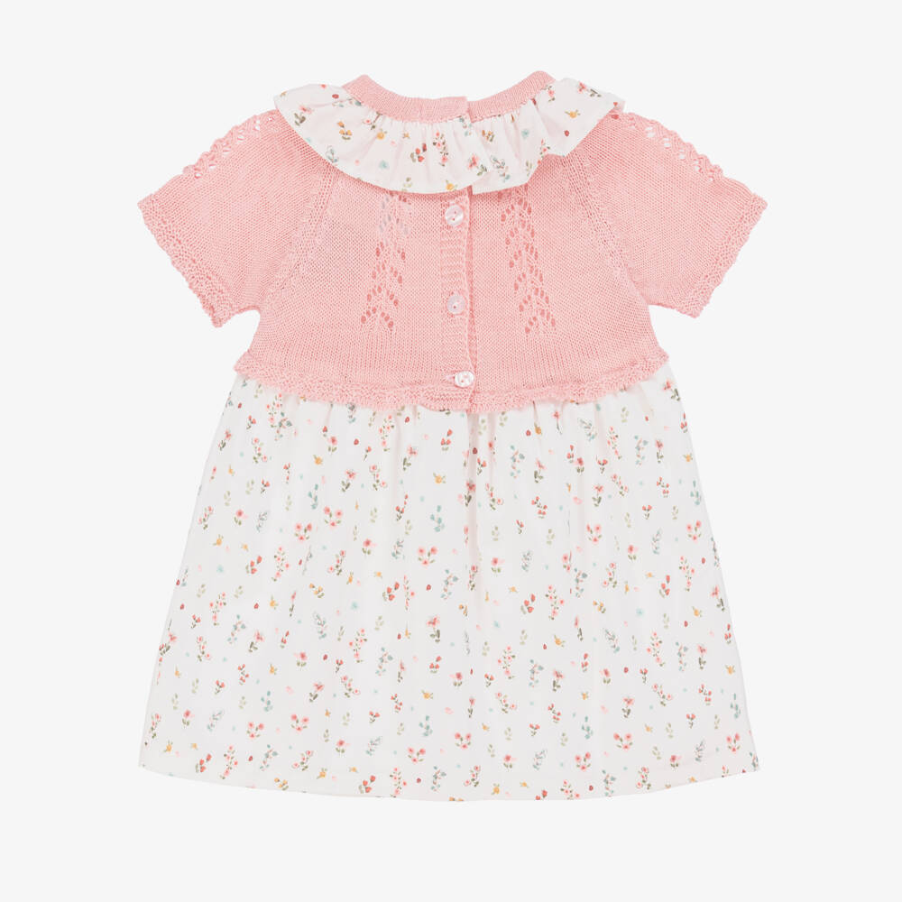 Babidu-Girls' Pink Floral Cotton Frock | Childrensalon Outlet