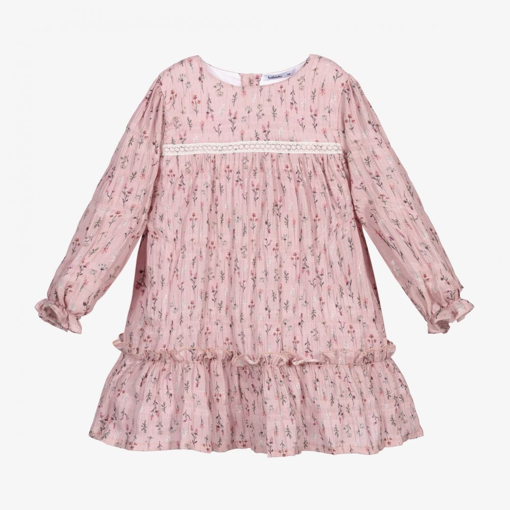 Babidu - Girls Pink Floral Dress | Childrensalon