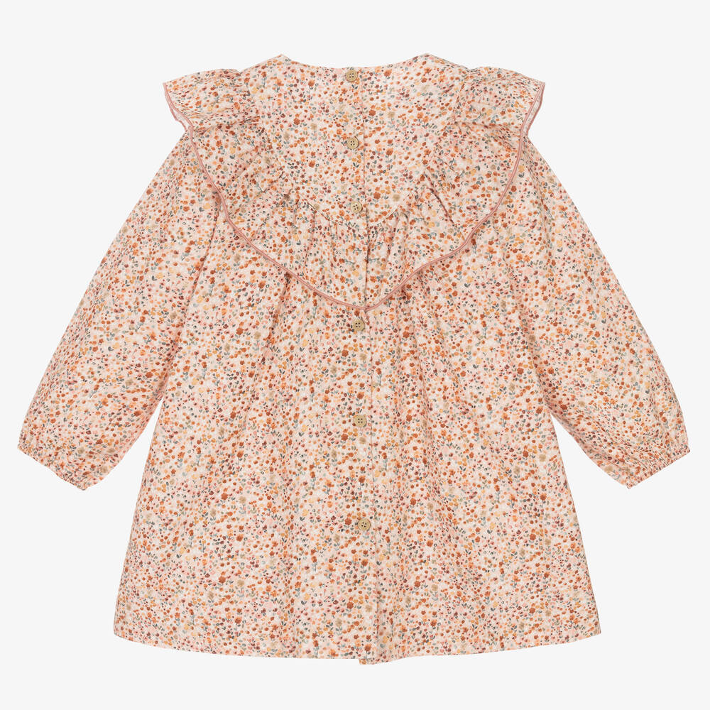 Babidu-Girls Pink Floral Ruffle Dress | Childrensalon Outlet