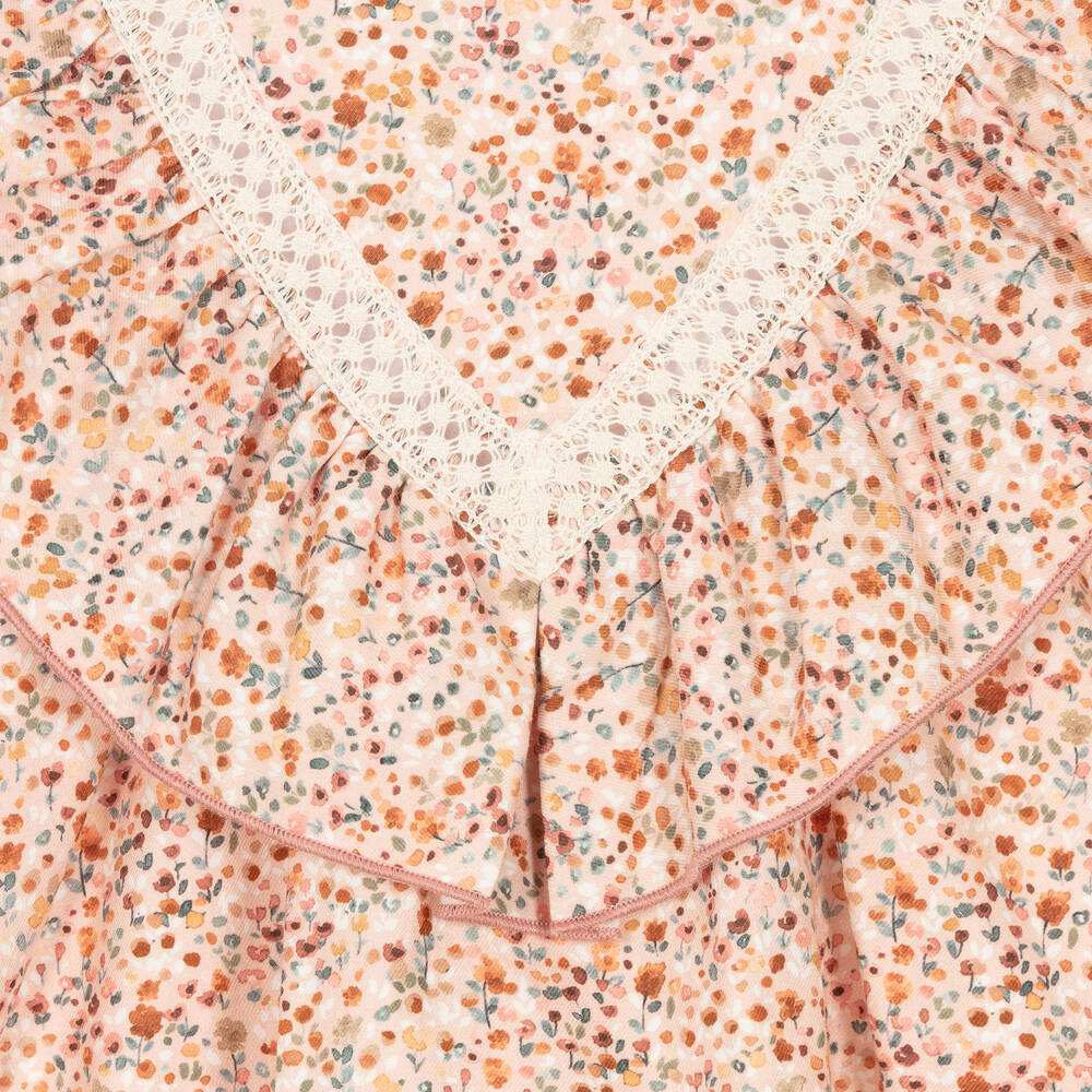Babidu-Girls Pink Floral Ruffle Dress | Childrensalon Outlet