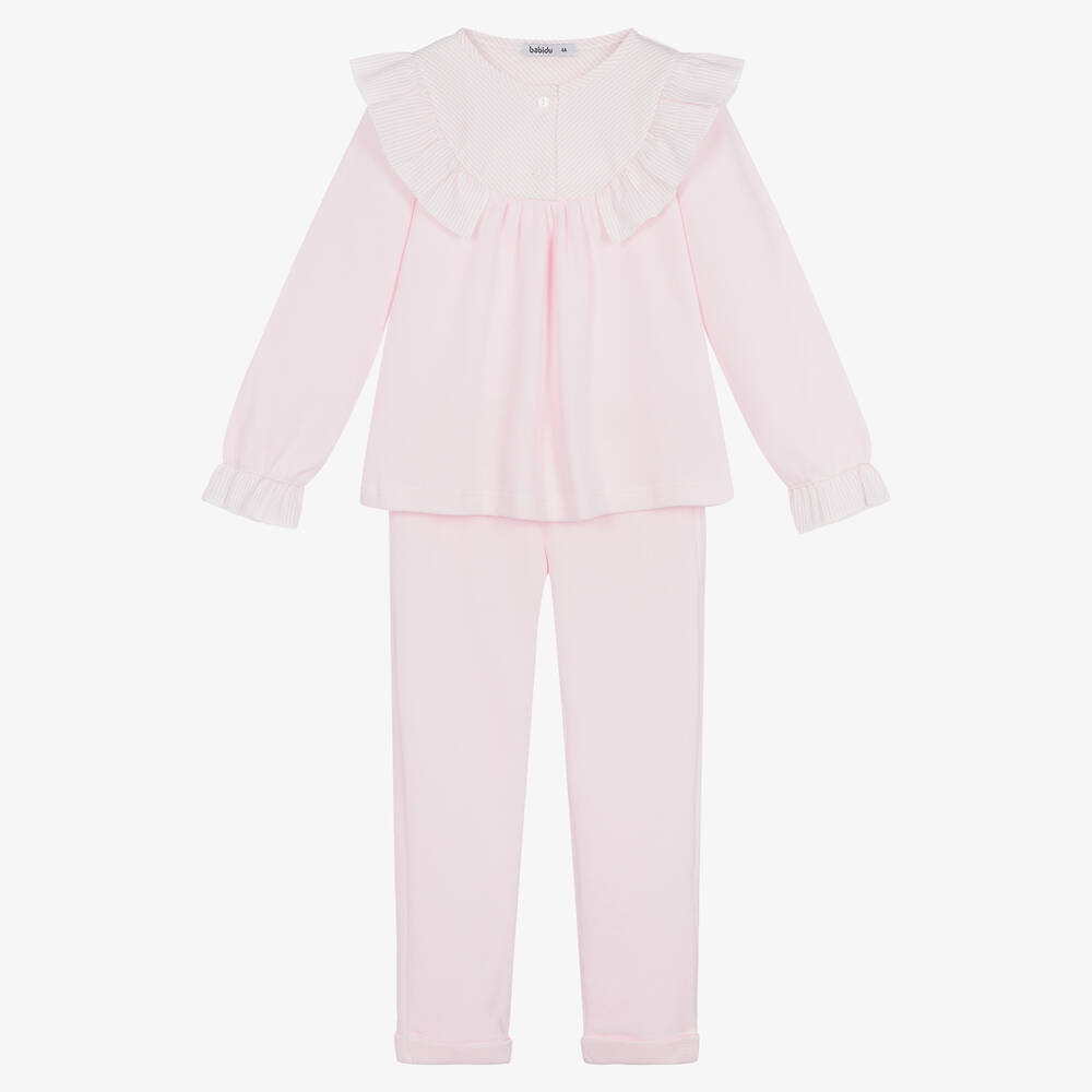 Babidu - Rosa Rüschen-Baumwollhosen-Set  | Childrensalon