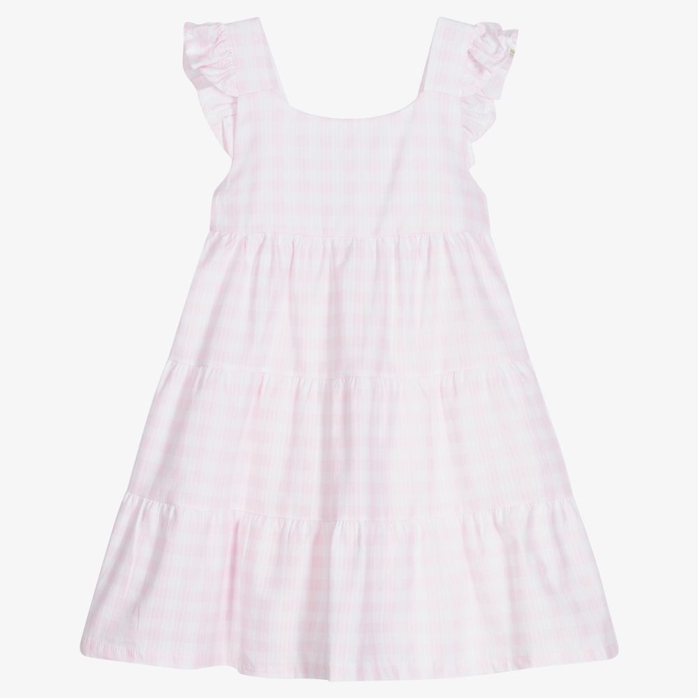 Babidu-Girls Pink Gingham Dress  | Childrensalon Outlet