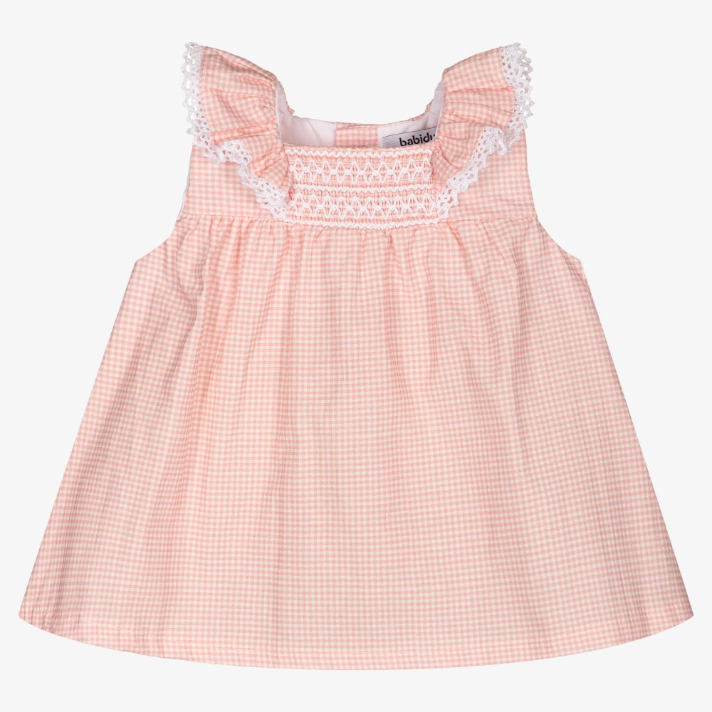 Babidu-Girls Pink Gingham Dress Set | Childrensalon Outlet
