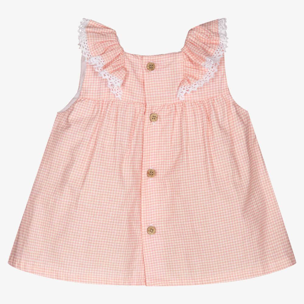Babidu-Girls Pink Gingham Dress Set | Childrensalon Outlet
