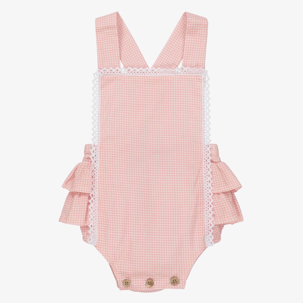 Babidu-Розовый песочник в мелкую клетку для девочек | Childrensalon Outlet