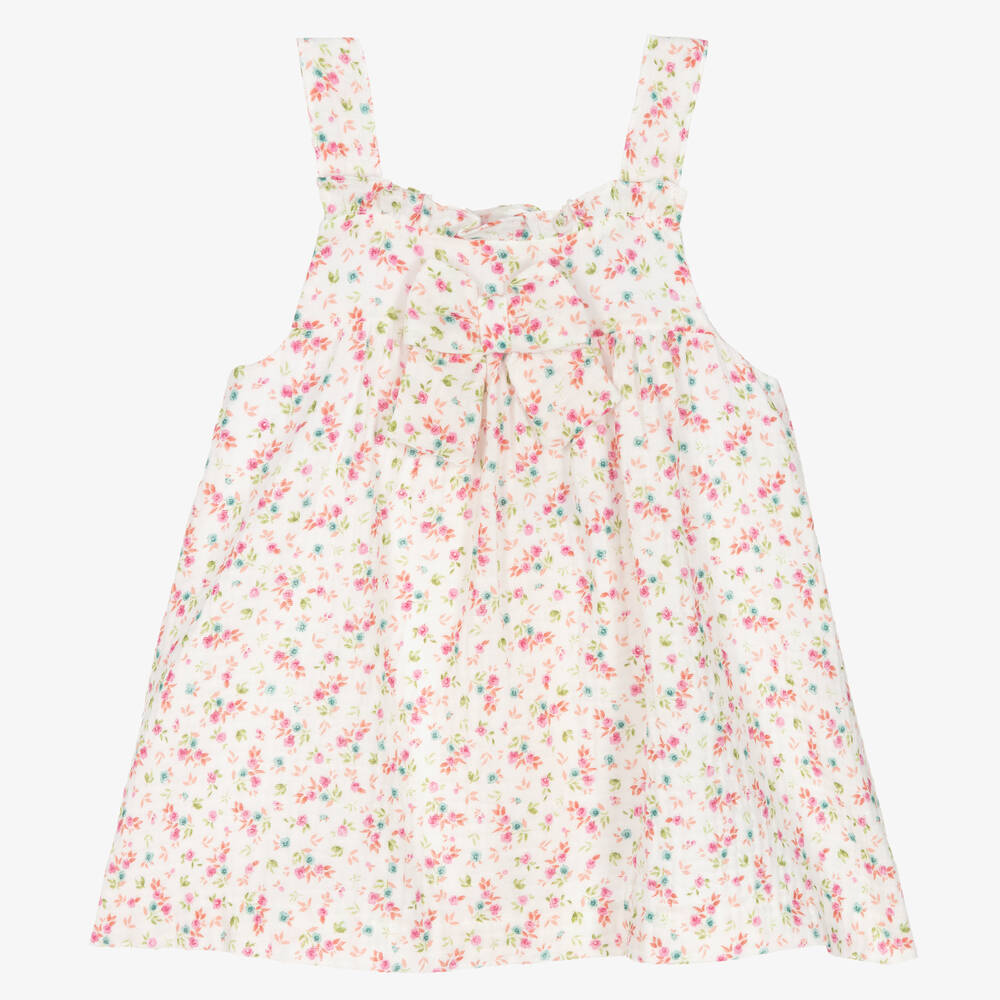 Babidu - Girls Pink & Green Floral Print Dress | Childrensalon