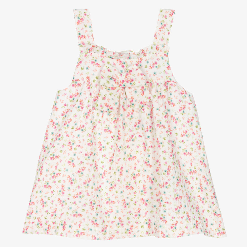 Babidu - Robe rose et verte à fleurs fille | Childrensalon