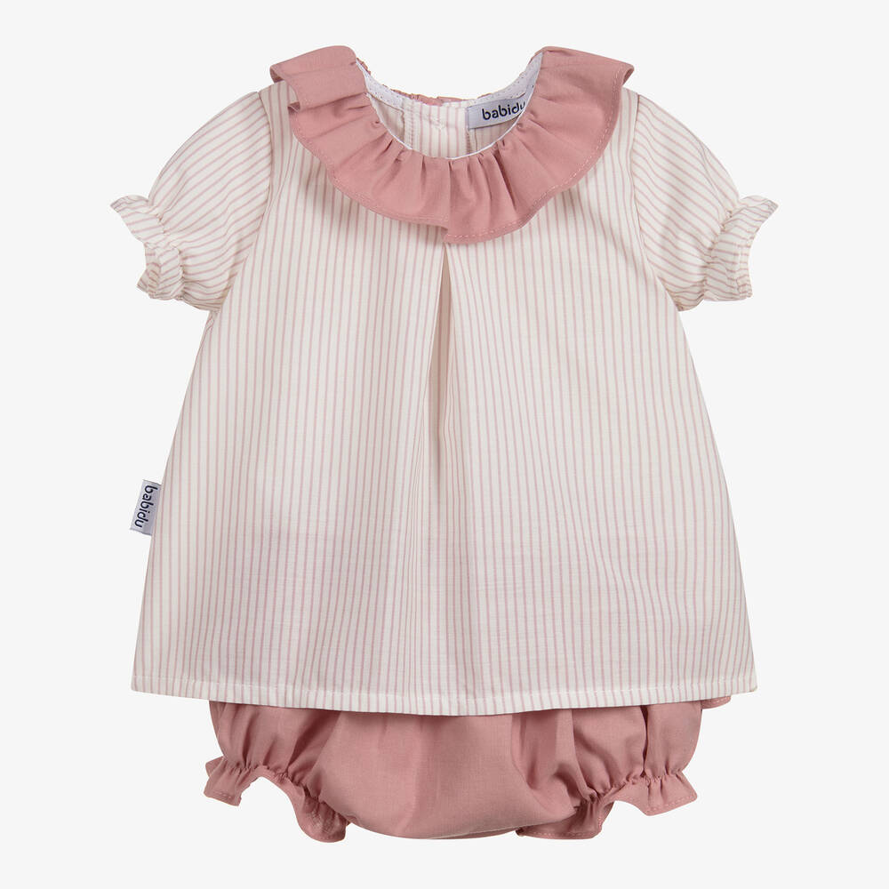 Babidu - Girls Pink & Ivory Shorts Set | Childrensalon