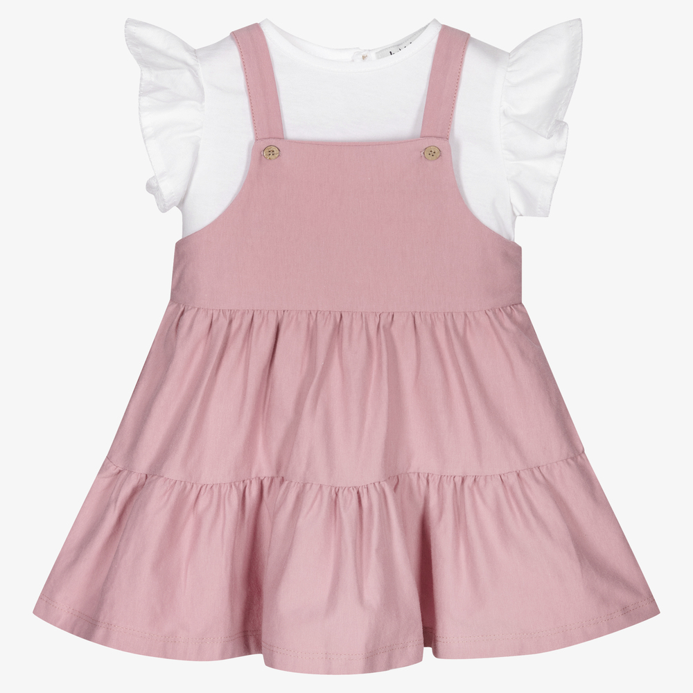 Babidu-Белый топ и розовое платье из джерси для девочек | Childrensalon Outlet