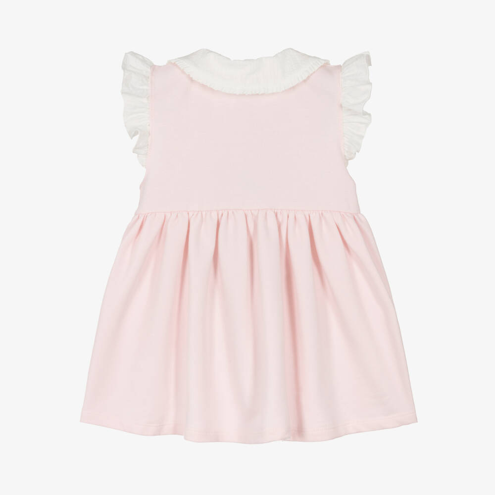 Babidu-Girls Pink Jersey Dress with Seersucker Accents | Childrensalon Outlet