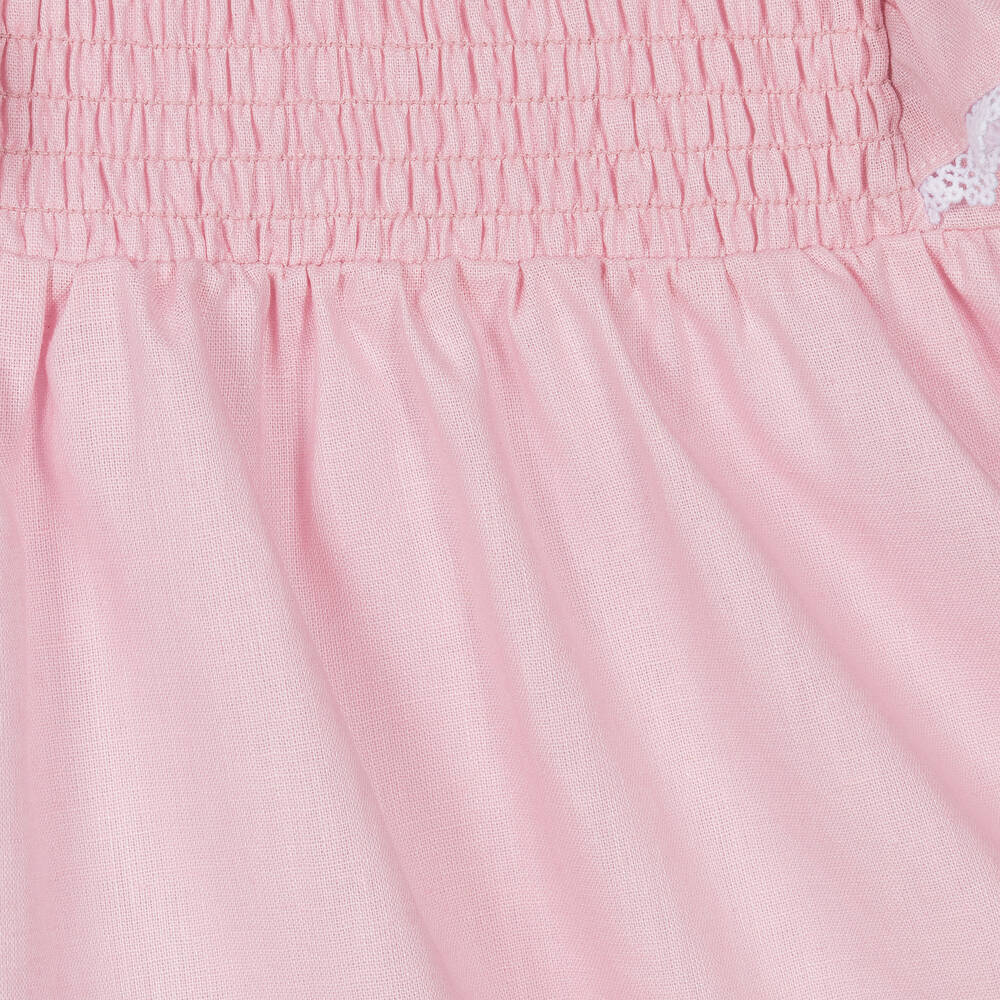 Babidu-Girls Pink Linen & Cotton Dress | Childrensalon Outlet