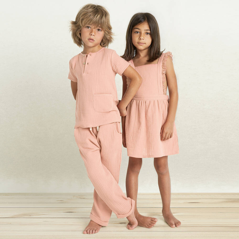 Babidu-Girls Pink Pinafore Dress  | Childrensalon Outlet