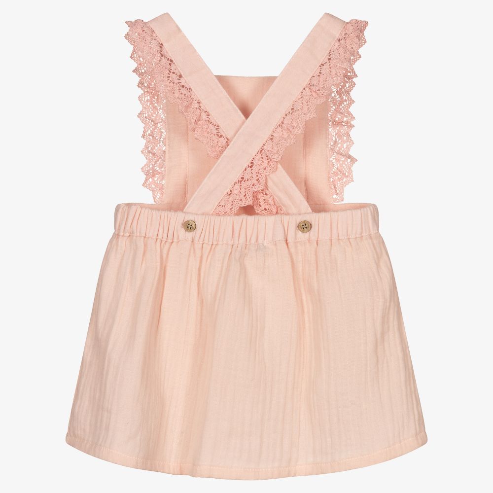 Babidu-Girls Pink Pinafore Dress  | Childrensalon Outlet