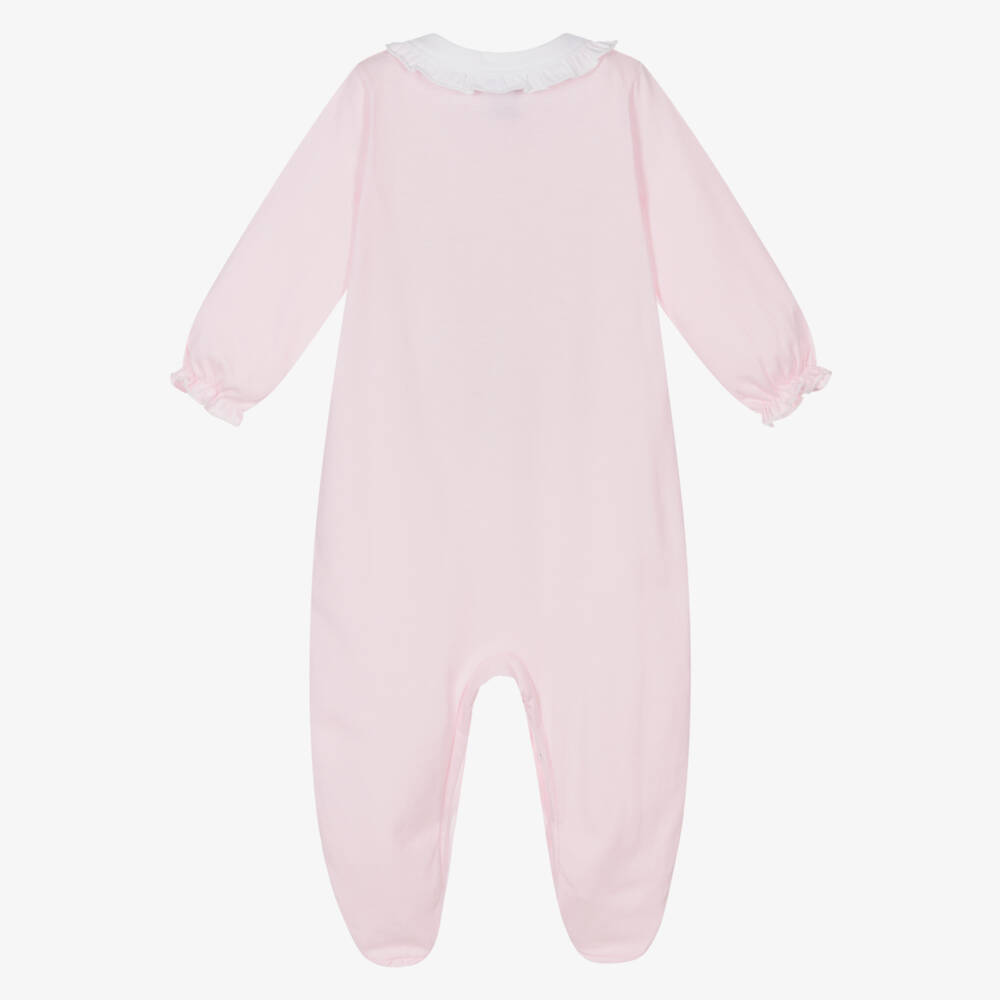 Babidu-Girls Pink Ruffled Cotton Babygrow | Childrensalon Outlet