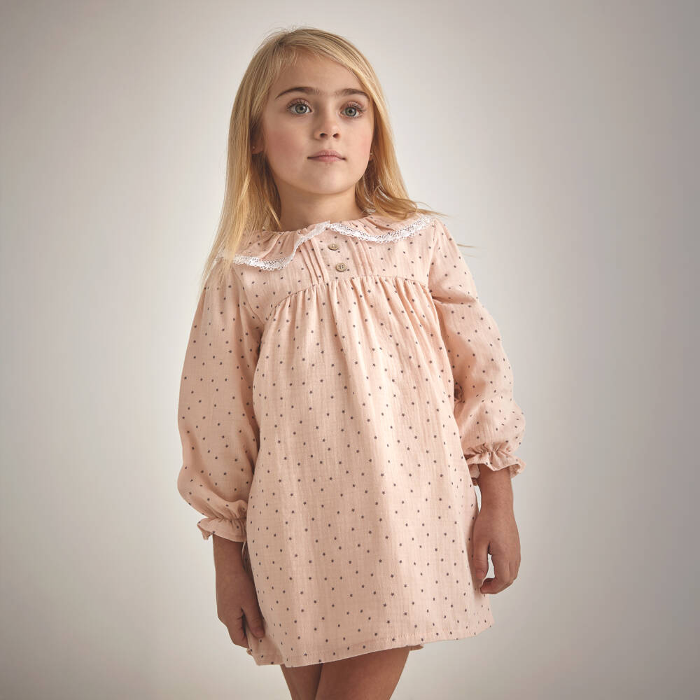 Babidu-Girls Pink Star Pattern Dress | Childrensalon Outlet