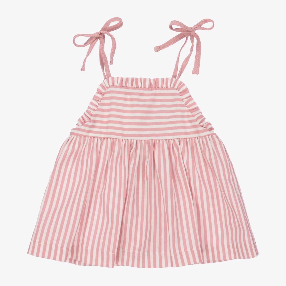 Babidu-Girls Pink Stripe Dress Set | Childrensalon Outlet