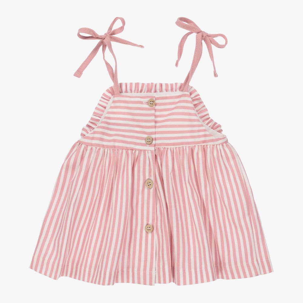 Babidu-Girls Pink Stripe Dress Set | Childrensalon Outlet