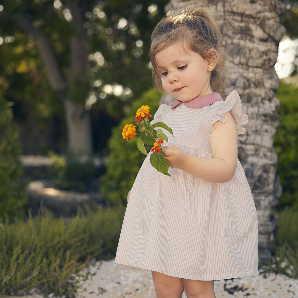 Babidu-Girls Pink Striped Dress | Childrensalon Outlet