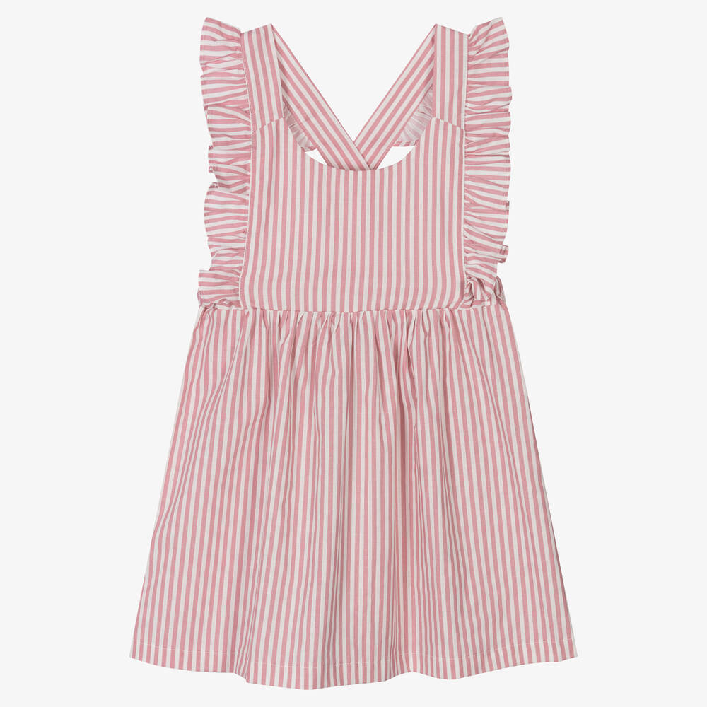 Babidu - Girls Pink Striped Dress | Childrensalon