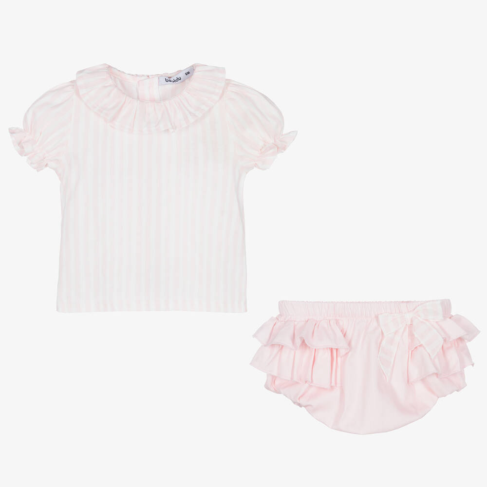 Babidu-Топ и розовые шорты в полоску | Childrensalon Outlet