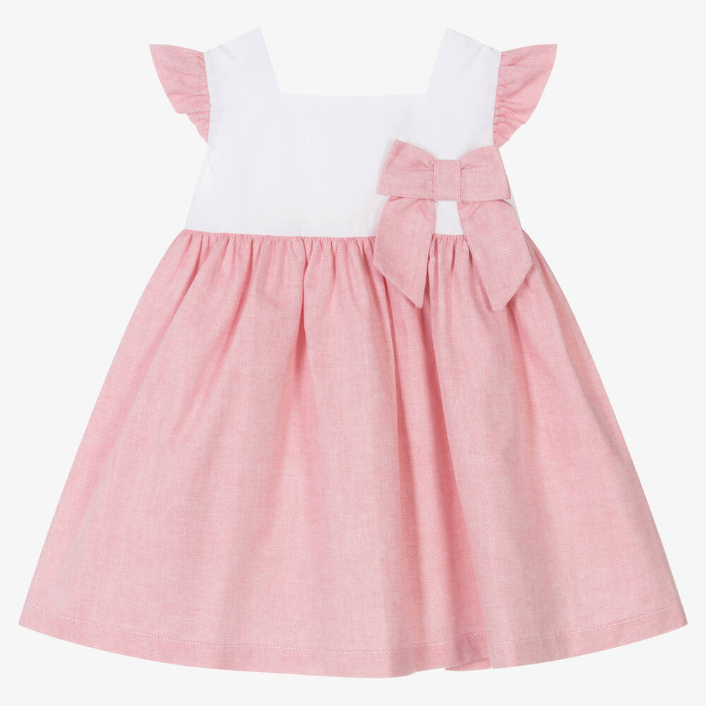 Babidu - Girls Red Cotton Dress | Childrensalon