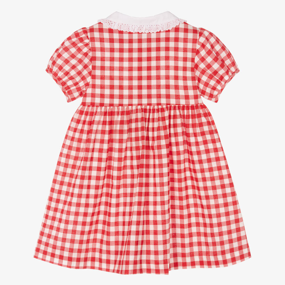 Babidu-Girls Red Gingham Cotton Dress | Childrensalon Outlet