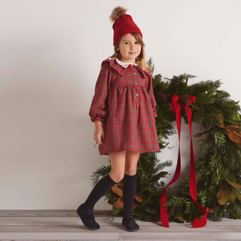 Babidu-فستان قطني بنقشة مربعات حمراء للبنات | Childrensalon Outlet