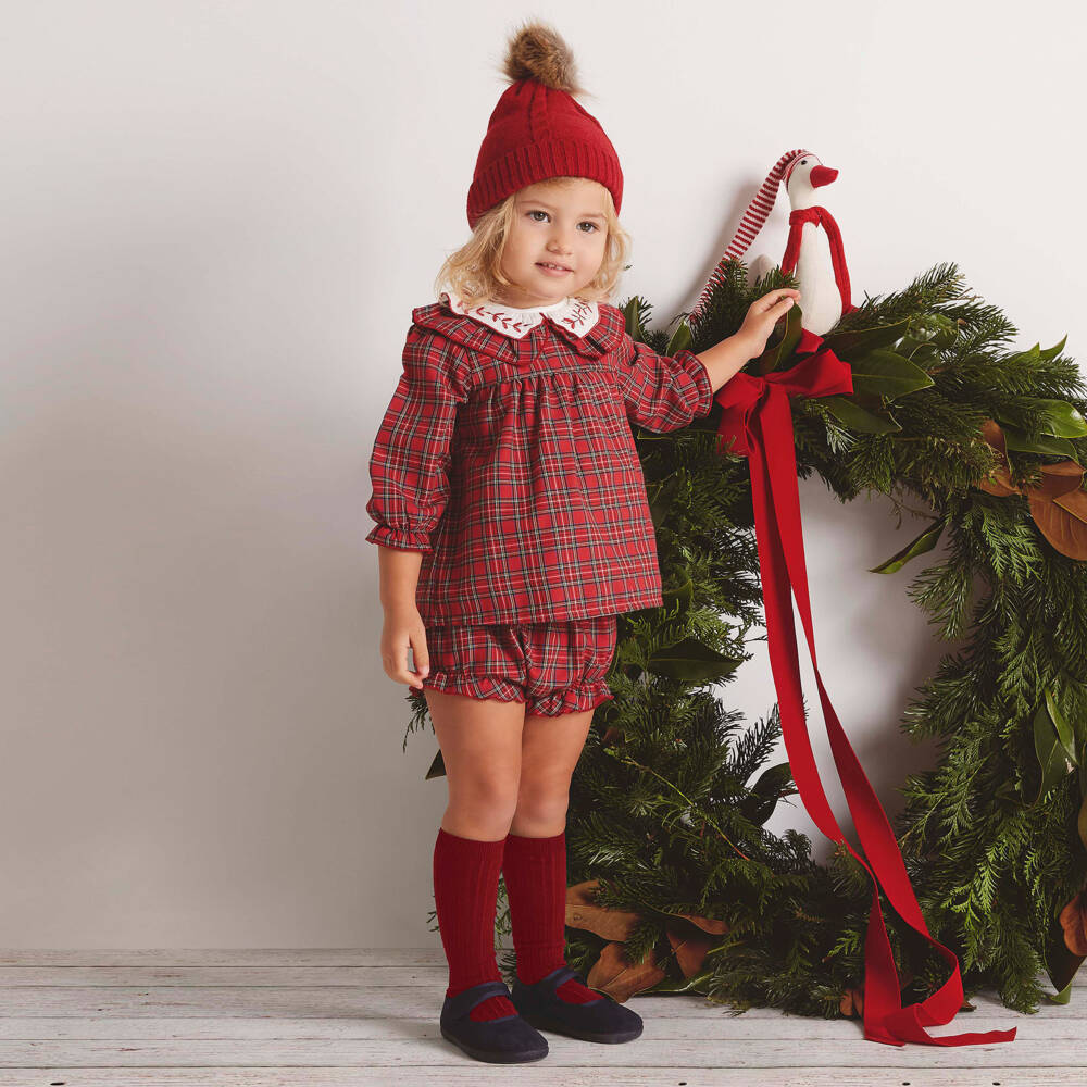 Babidu-Платье из хлопка в красную клетку с оборками для девочек | Childrensalon Outlet