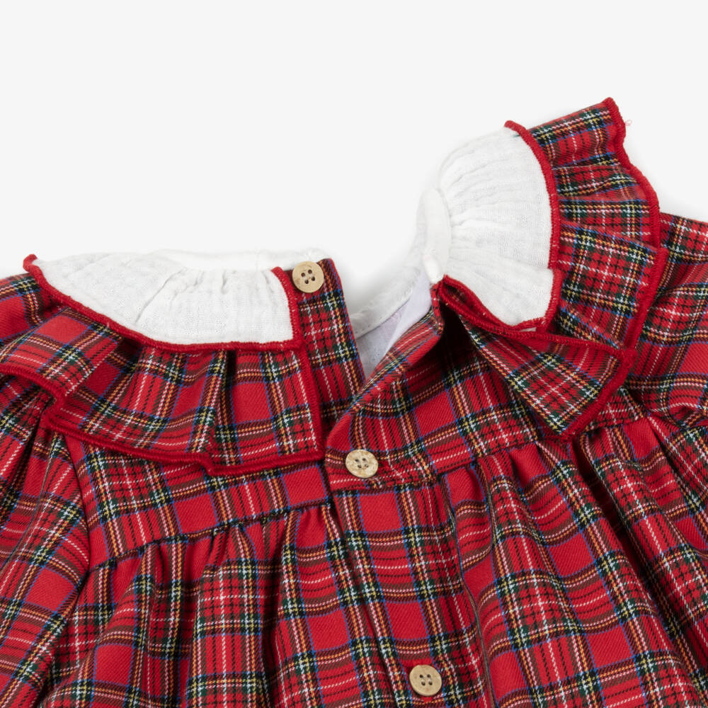 Babidu-Платье из хлопка в красную клетку с оборками для девочек | Childrensalon Outlet