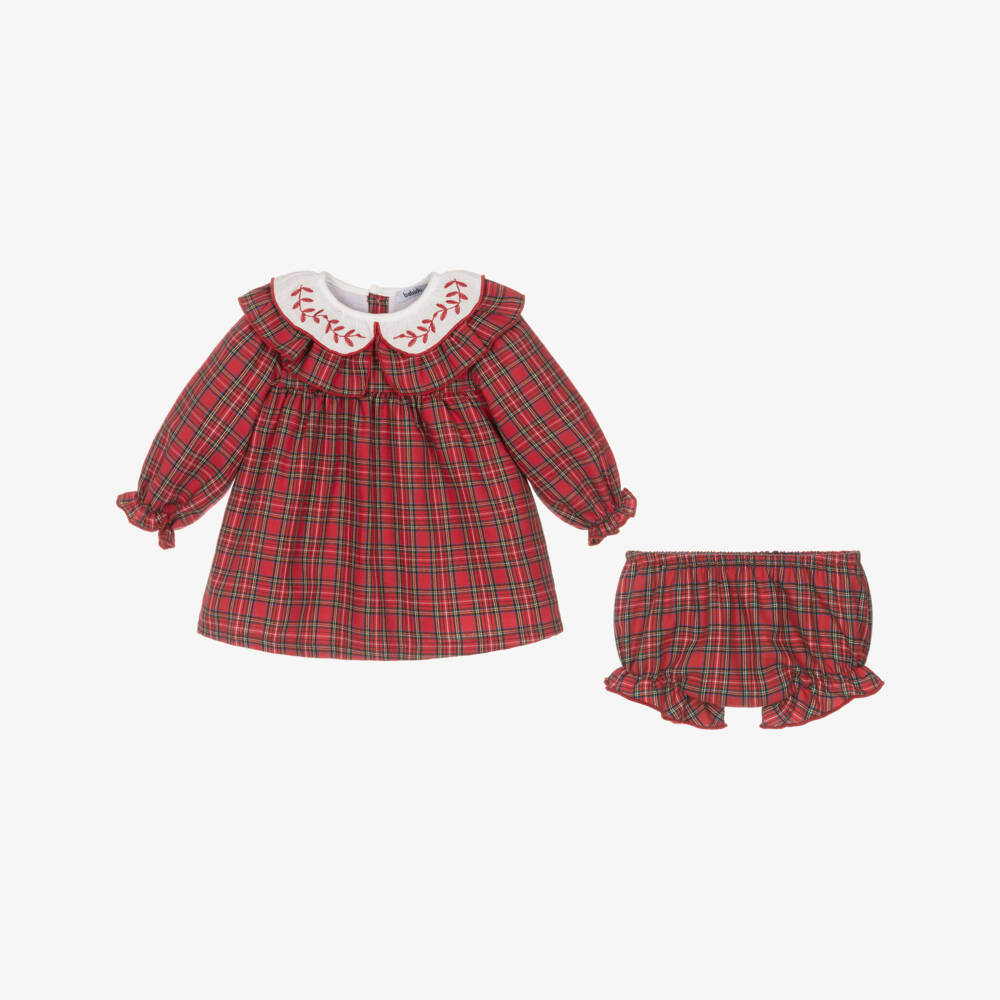 Babidu-Платье из хлопка в красную клетку с оборками для девочек | Childrensalon Outlet