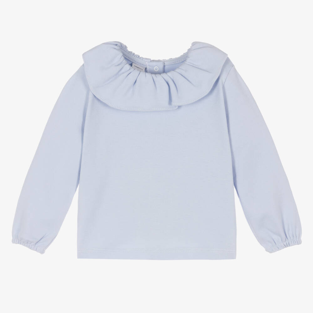 Babidu-Girls Ruffled Collar Azure Blouse | Childrensalon Outlet