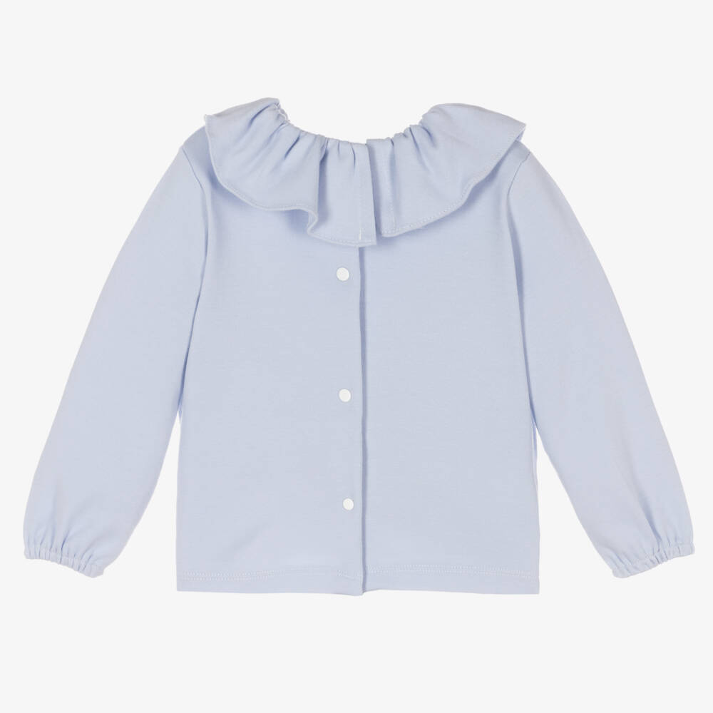 Babidu-Girls Ruffled Collar Azure Blouse | Childrensalon Outlet