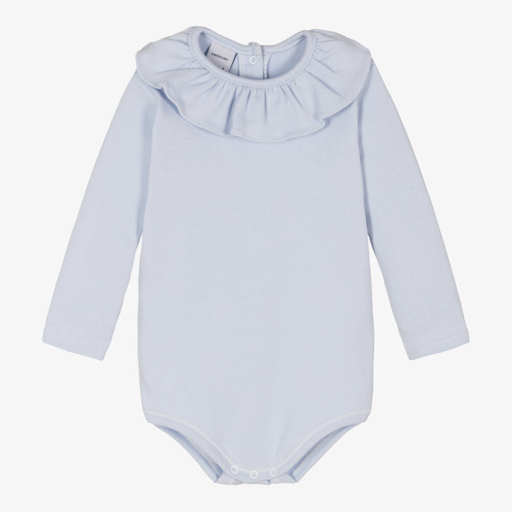 Babidu-Girls Soft Blue Jersey Bodysuit | Childrensalon Outlet