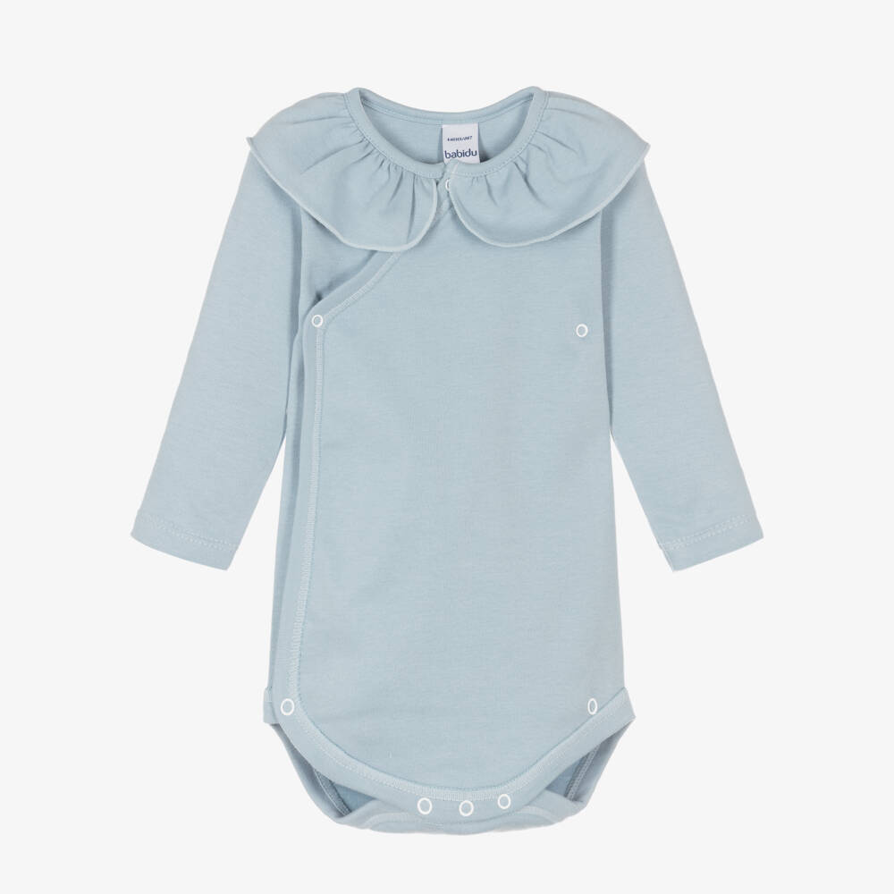 Babidu-Girls Soft Blue Ruffle Bodysuit | Childrensalon Outlet