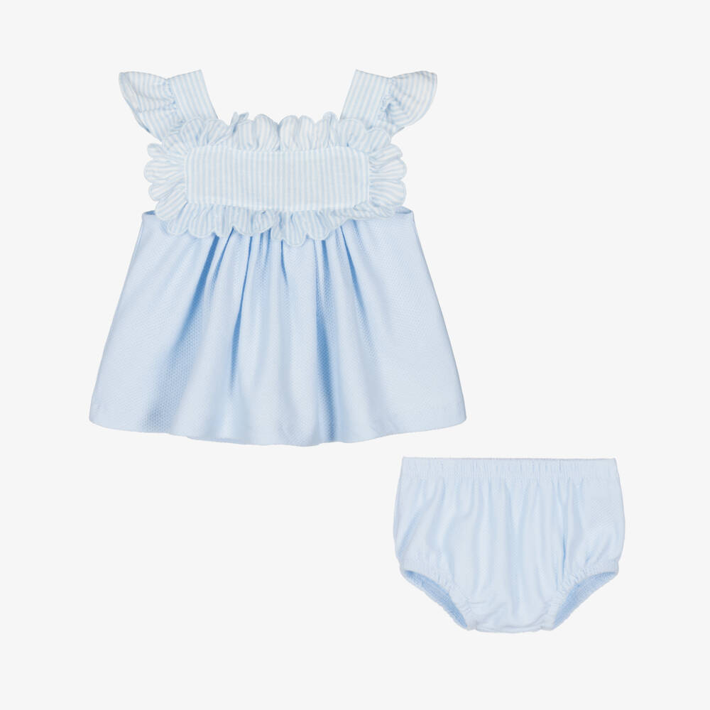 Babidu-Мягкий текстурированный комплект шорт для девочек в голубом цвете | Childrensalon Outlet