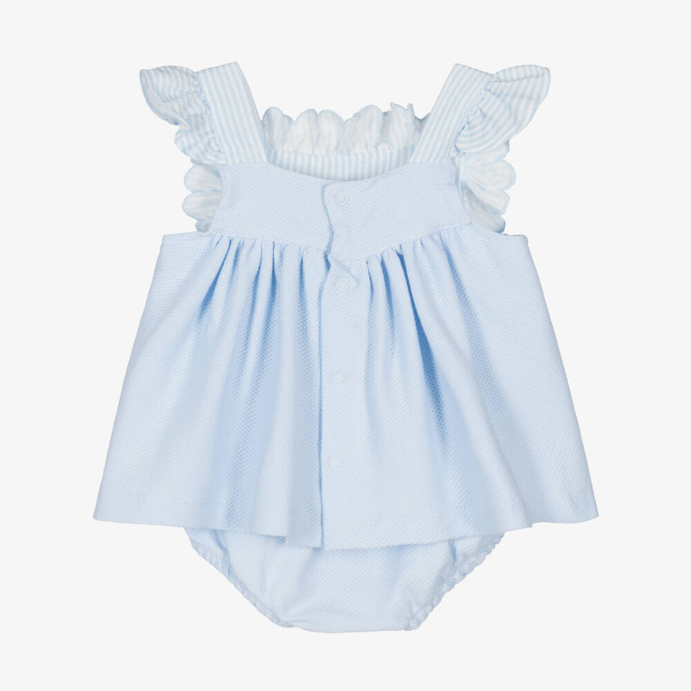 Babidu-Мягкий текстурированный комплект шорт для девочек в голубом цвете | Childrensalon Outlet